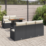 vidaXL 6-osaline aiam&ouml;&ouml;bli komplekt pol&uuml;karbonaadist must rattan, 2-kohaline aiam&ouml;&ouml;bel hoiuruumiga ja patjadega must rattan pol&uuml;karbonaadist | 3358385 | 8721288385888