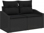 vidaXL 6-osaline aiam&ouml;&ouml;bli komplekt pol&uuml;rotangist, patjadega, must, akaatsia | 3347821 | 8721158979353