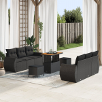 vidaXL 9-osaline aiam&ouml;&ouml;bli komplekt patjadega must rattan akatsia | 3361829 | 8721288419484
