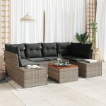 vidaXL 7-osaline aiam&ouml;&ouml;bli komplekt pol&uuml;rotangist, patjadega, hall, akaatsia | 3347909 | 8721158980236