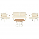 Beliani Zestaw ogrodowy 4-osobowy biało-beżowy MONTESILVANO | 394208 Bel | 4255664826145