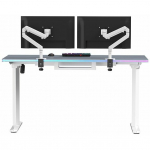 Biurko Ultradesk Biurko dla gracza QUEST, 140x70cm, 72-120cm, biało-szary | UD-QST-FRWT/DTGY | 8590274025929
