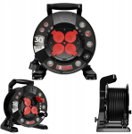 Pikendusjuhe rull EXTREME LINE 4 pistikupesa IP44 16A H07BQ-F 3x2,5 30m Black W-100086 | W-100086 | 5902273425625