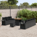 vidaXL Aiadiivanim&ouml;&ouml;bli komplekt patjadega Black pol&uuml;rotang Akaatsia | 3361704 | 8721288418234