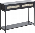 Beliani Konsola 2 szuflady fronty rattanowe czarna OPOCO | 406722 Bel | 4255664833297