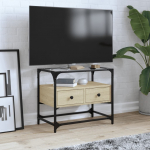 vidaXL Szafka pod TV ze szklanym blatem, dąb sonoma, 60x35x51 cm | 846055 | 8721102638206