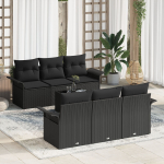 vidaXL Zestaw sof ogrodowych z 7 elementami z poduszkami Black Polirattan | 3345253 | 8721158948397