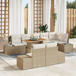 vidaXL 9-osaline aiam&ouml;&ouml;bli komplekt pol&uuml;rotangist ja akaatsiapuust koos patjadega Beige | 3349980 | 8721158230942