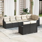 vidaXL 8-osaline aiam&ouml;&ouml;bli komplekt pol&uuml;rotangist, patjadega, Black | 3354416 | 8721288346872