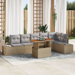 vidaXL 7-osaline aiam&ouml;&ouml;bli komplekt koos patjadega Beige pol&uuml;rotang Akaatsia | 3349972 | 8721158230867