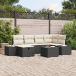 vidaXL Zestaw 7-częściowy sof ogrodowych z poduszkami Black polirattan | 3359386 | 8721288395894