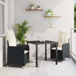 vidaXL aiam&ouml;&ouml;bli komplekt 3-osaline koos patjadega Black pol&uuml;rotang | 3379632 | 8721288645524