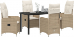 vidaXL 5-osaline aiam&ouml;&ouml;bli komplekt pol&uuml;rotangist koos patjadega Beige | 3379655 | 8721288645753