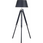 Lampa podłogowa Beliani Lampa podłogowa drewniana czarna MADEIRA | 24461 | 4260580938353