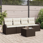 vidaXL 5-osaline aiam&ouml;&ouml;bli komplekt patjadega Brown pol&uuml; rattan | 3345908 | 8721158954947