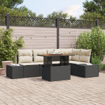 vidaXL 6-osaline aiam&ouml;&ouml;bli komplekt patjadega Black pol&uuml;rotang | 3358700 | 8721288389039