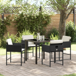 vidaXL 5-osaline aiam&ouml;&ouml;bli komplekt patjadega must pol&uuml; rattan | 3380004 | 8721288649249