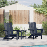 Aiatoolide komplekt vidaXL 3-osaline Blue HDPE, kokkupandav Adirondack aiatool vidaXL Blue 74,5x80,5x90 cm HDPE, Adirondack k&otilde;rvallaud vidaXL Blue 38x38x46 cm HDPE | 3335823 | 8721158902085