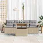 vidaXL 5-osaline aiam&ouml;&ouml;bli komplekt pol&uuml;rotangist diivanitega ja patjadega Beige | 3348186 | 8721158983008