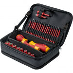 Wiha Schraubendreher mit Bithalter 1/4" electric slimVario Set (rot/gelb, 32-teilig, mit slimBits und Stubby) | 43465 | 4010995434656