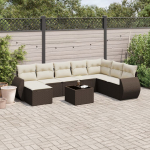 vidaXL 9-osaline aiam&ouml;&ouml;bli komplekt koos patjadega, brown, pol&uuml;rotang | 3221772 | 8721012941243