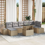 vidaXL Aiadiivani komplekt 8-osaline Hall, Beež Rattan, Pol&uuml;ester | 3349226 | 8721158993403