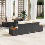 vidaXL 6-osaline aiam&ouml;&ouml;bli komplekt Black, Brown rattan, puit, pol&uuml;ester | 3350024 | 8721158231383