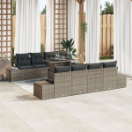 vidaXL 9-osaline aiam&ouml;&ouml;bli komplekt patjadega, hall rattan | 3349145 | 8721158992598