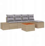 vidaXL 6-osaline aiam&ouml;&ouml;bli komplekt pol&uuml;rotangist koos patjadega Beige Akaatsia | 3356614 | 8721288368850