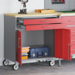 T&ouml;&ouml;riistak&auml;ru vidaXL lukustatava uksega ratastel Red 75x45x85 cm Teras | 4103488 | 8721158630292