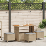 vidaXL 4-osaline s&ouml;&ouml;gitoakomplekt padjadega beež rattan akatsia | 42007924 | 8721158940261