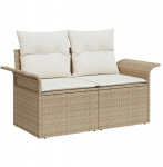 vidaXL 7-osaline aiam&ouml;&ouml;bli komplekt koos patjadega beige rattan, vidaXL 2-kohaline aiam&ouml;&ouml;bel hoiuruumiga ja patjadega beige rattan | 3357054 | 8721288372574