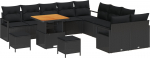 vidaXL 13-osaline aiam&ouml;&ouml;bli komplekt patjadega Black pol&uuml;rotang Akaatsia | 3362579 | 8721288426987