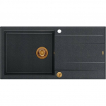 Zlewozmywak GraniteQ EVAN 146 XL GraniteQ zlewozmywak z syfonem Push 2 Open 1-komorowy z/o (1000x500x210; kom. 420x480) black diamond / elementy miedziane | brak | 5904310997645