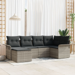 vidaXL 6-osaline aiam&ouml;&ouml;bli komplekt helehallide patjadega, rattan | 3345432 | 8721158950185