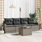 vidaXL 5-osaline aiam&ouml;&ouml;bli komplekt pol&uuml;rotangist koos patjadega Grey | 3345909 | 8721158954954