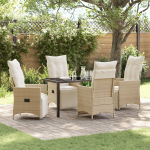 vidaXL 5-osaline aiam&ouml;&ouml;bli komplekt pol&uuml;rotangist koos patjadega Beige | 3379585 | 8721288645050