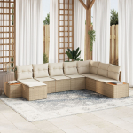 vidaXL 8-osaline aiam&ouml;&ouml;bli komplekt koos patjadega Beige pol&uuml;rattan Akaatsia | 3348147 | 8721158982612