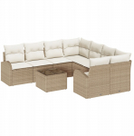 9-osaline aiam&ouml;&ouml;bli komplekt koos patjadega Beige pol&uuml;rattan, 2-kohaline aiam&ouml;&ouml;bel hoiuruumiga ja patjadega Beige pol&uuml;rattan | 3354650 | 8721288349217