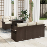 vidaXL 6-osaline aiam&ouml;&ouml;bli komplekt patjadega Brown pol&uuml;rotangist | 3348194 | 8721158983084