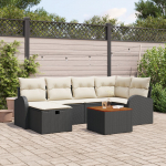 vidaXL Zestaw Sofy 7 Częściowy z Poduszkami Black Polirattan | 3359509 | 8721288397126