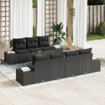 vidaXL 8-osaline aiam&ouml;&ouml;bli komplekt pol&uuml;rotangist must acacia patjadega | 3347919 | 8721158980335