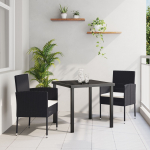 vidaXL Aiam&ouml;&ouml;bli komplekt pol&uuml;rotangist koos patjadega Black | 3379935 | 8721288648556