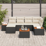 Zestaw 7-częściowy sofy ogrodowej z poduszkami Black rattan | 3356792 | 8721288370631