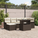 vidaXL 7-osaline aiam&ouml;&ouml;bli komplekt patjadega Brown rattan | 3348314 | 8721158984289