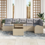 vidaXL 7-osaline aiam&ouml;&ouml;bli komplekt pol&uuml;rotangist koos patjadega Beige | 3348656 | 8721158987709