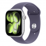 Apple Watch Series 11 GPS 46mm Silver Aluminium Case with Purple Fog Sport Band - S/M,Model A3333 | MEV94RK/A | 195950632217