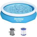 Bestway Fast Set Aufstellpool-Set, &Oslash; 305cm x 66cm (blau/wei&szlig;, mit Filterpumpe) | 57458 | 6941607310137