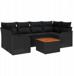 7 częściowy zestaw sof ogrodowych vidaXL z poduszkami Black poli rattan, Dwuosobowa sofa ogrodowa vidaXL z poduszkami Black poli rattan | 3347408 | 8721158975225