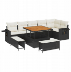 vidaXL 9-osaline aiam&ouml;&ouml;bli komplekt patjadega, must pol&uuml;rattan, akaatsia, vidaXL 3-osaline aiam&ouml;&ouml;bli s&ouml;&ouml;gikomplekt patjadega, must pol&uuml;rattan, akaatsia | 3361755 | 8721288418746